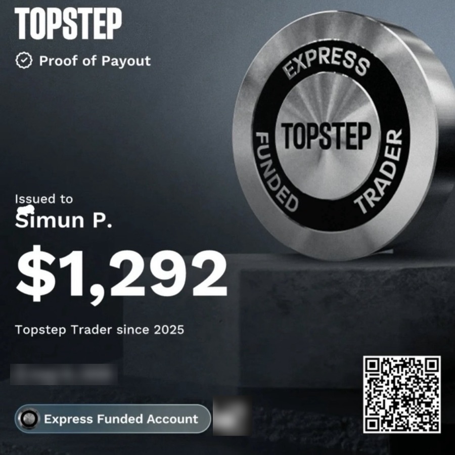 Topstep proof of payout, $1,292